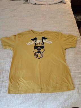 Disney What Up Dog? Yellow Graphic T‑Shirt- Unisex
